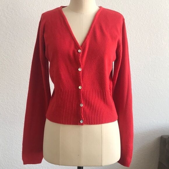 Topshop v neck orange button sweater sz-14 - Picture 1 of 8